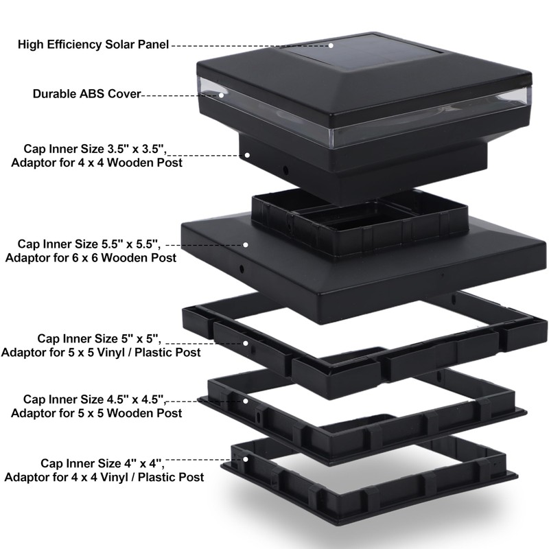 Dynaming 8 Pack Solar Post Cap Lights, Outdoor Decorative Post
