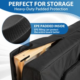 MERALIAN Cornhole Carrying Case Fits 4' x 2' Regulation Size Board, Heavy-Duty 600d Cornhole Board Bags with Reinforced Protection, Extra Pockets for Beanbags and Double Handles.(A-black)