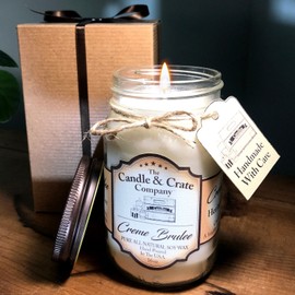 Handmade Creme Brulee Soy Candle, Aromatherapy Candles, Vegan Candle, Natural Soy Wax