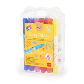Legami - Set di 12 Pastelli a Cera Teddy Friends, a Rotazione, Tratto morbido e Colori intensi, Lavabili, Punta 8 mm, da non temperare, 1.6 x 13.3 x 1.8 cm