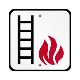 Aluminum Square Metal Sign Multiple Sizes Emergency Ladder Fire Escape Hospitality Hotels Motels A Black Department Connection with Border Weatherproof Street 12x12Inches