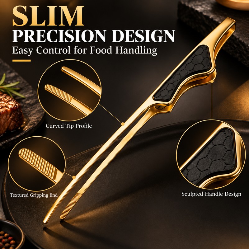 Stainless Steel Kitchen Tongs for Cooking – Anti-Slip Grip for