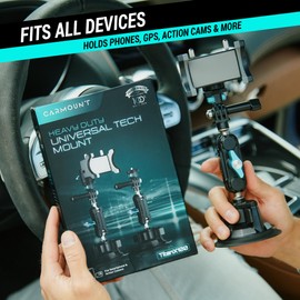 CARMOUNT TitanX100 Pro Heavy Duty Car Mount – Window Phone Mount & Windshield Mount Cell Phone Holder, Adjustable Suction Cup Phone Mount, Action Camera, iPhone, Android Phone Holder for Car & Truck