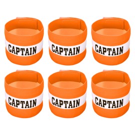 PATIKIL Captain's Armband, 6 Pack Elastic Arm Band for Soccer Team Training, Orange