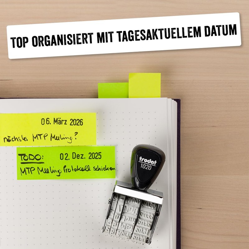Trodat 1020 + 9051 Classic Date Stamp Set, German, Ink