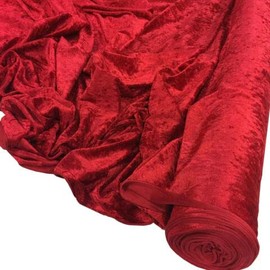Crushed Velvet Fabric Material Stretch Velour 150cm Wide (Red) (One - Metre)