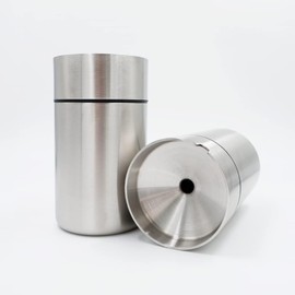 JOCHA Car Ashtray with lid smell proof Stainless Steel Portable Smokeless Detachable Windproof Self Extinguishing Butt Bucket Ash Tray for Most Car Cup Holder for Outdoor Travel Home Silver 2 Pack