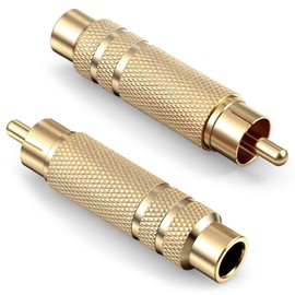 RCA to 1/4 Inch Adapter, Gold Plated RCA Male Plug to 6.35 mm 1/4 Inch TS Female Audio Converter RCAMale Plug Adapter for Speaker, Microphones, Guitars and Various Audio Equipment, 2 Pack
