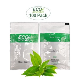 ECO amenities Travel Size Body Wash Bulk - Hotel Supplies for Guests - Great for Vacation Rental and Airbnb Toiletries - Body Wash for Men & Women - Green Tea Scent - 72 pack, 1.0 fl oz (30ml) Tubes