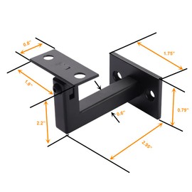 3 x 304 Stainless Adjustable Handrail Brackets, 3TO Heavy Duty Wall Square Brackets for Stair Handrail (Black)