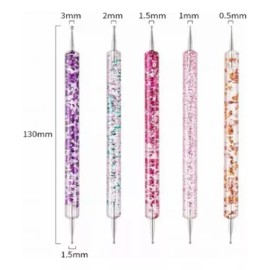 Xiaoya 5 Punteros Glitter Dobles Para Manicura Y Decoración De Uñas