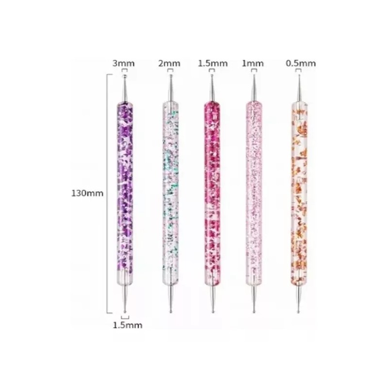 Xiaoya 5 Punteros Glitter Dobles Para Manicura Y Decoración De