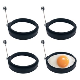YOLCAR Black Silicone Egg Ring, 4 Pack Egg Ring Molds for Fried Egg, Non-stick Egg Cooker Ring