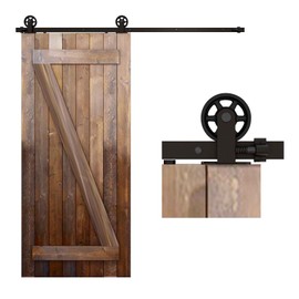 TSMST 8FT Heavy Duty Sturdy Sliding Barn Door Hardware Track Kit for Single Wood Door - Easy to Install - Type B