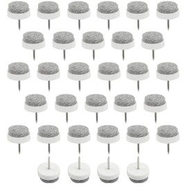 TOVOT Pack of 32 felt gliders, grey felt glides for chairs, felt gliders, nail (22 mm)