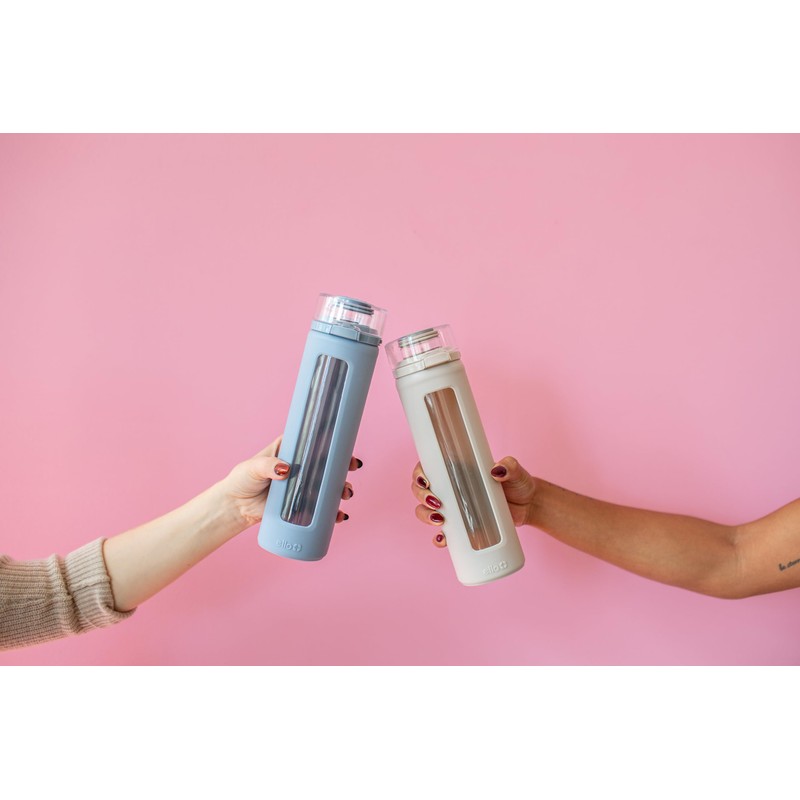 Ello Syndicate 20oz Reusable Glass Water Bottle with One-Touch Leak