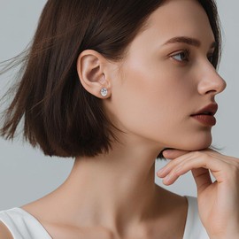 Oval Stud Earring for Women Men Cubic Zirconia CZ Oval Earrings 925 Sterling Silver Hypoallergenic Fake Diamond Earrings 5MM Jiahanzb