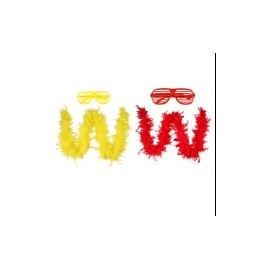 Delivery Within 3 Days, Two 45g Feather Python Long Scarves with Goggles Combination Set, Party and Banquet Feather ScarvesColor: Yellow and red combination, Feather Size (L x W): 45 grams * 2 pieces