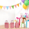 JarThenaAMCS 100Pcs Gingham Kraft Paper Bags With Handles Red White