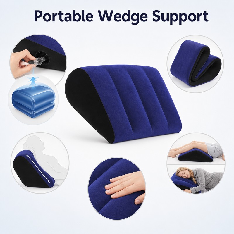 Inflatable Wedge Pillow for Leg and Back Support - Portable