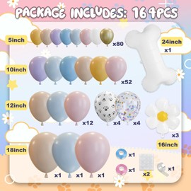 LumaZoa 164pcs Blue Balloons Arch Garland Kit, Birthday Party Decorations, Daisy Bone Foil Balloons Blue Purple Yellow Pink Dog Puppy Theme for Boys Girls Baby Shower Supplies
