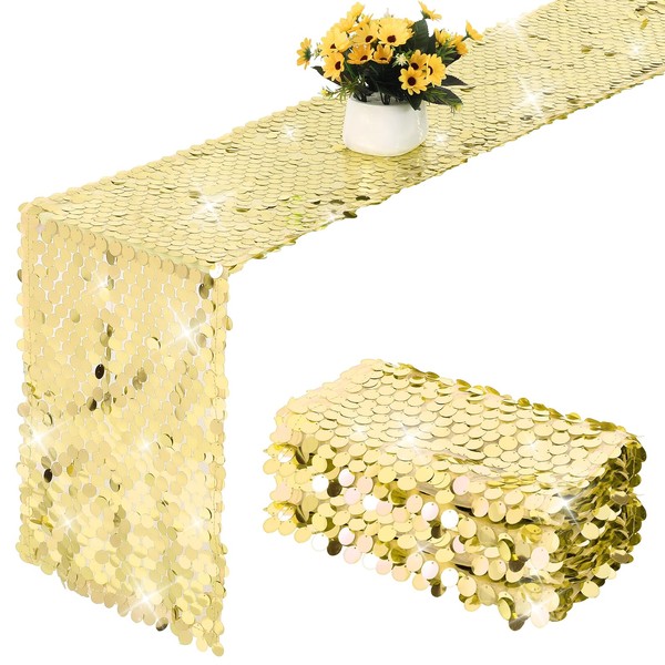 12 x 108 Inches Sequin Table Runner, Pink Glitter Party