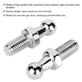Ball Bolts, 2 Pieces CNC Ball Bolts Car Ball Bolt Ball Stud Ball Stud Ball Joints Aluminium Alloy Screw for Gas Struts with Ball Head (M8)