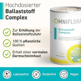 Omniflora Fibre Complex - 7 Fibres, 12 g per day, 360 g | 7-fold fibre complex, 12 g per daily serving, niacin contributes to the normal function of the mucous membranes, vegan