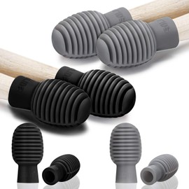 Frienda 8 Pack Drumstick Dampeners for Silent Drumming Practice Silicone Drumstick Tips Replace Your Drum Practice Pads Drum Accessories Reduce The Noise from Sticks on Solid Surfaces(Black and Grey)