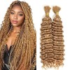 Jucames Real Hair Wefts, Deep Wave Human Braiding Hair Extension,