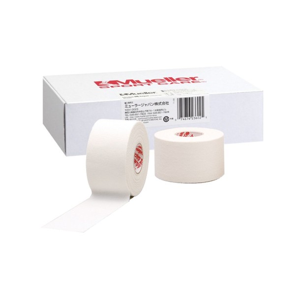 Mueller White Tape Non-Skid Cotton Tape White Pro Tape 38mm Wide 13.7m Tape Length Small Pack (6 Pack) Non-Porous Reinforced Glued and Hand Cut Edge Construction for Joints Wrists Achilles Elbows and Joints - Professional Grade 53105