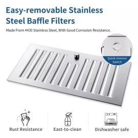 Zomagas 30 inch 800 CFM Insert Range Hood Built-in Cooker Hood Touch Panel 3-Speed