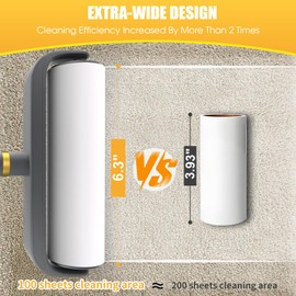 Dymoll Large Surface Lint Roller for Pet Hair Extra Sticky, 500 Sheets Mega Value Set, 6.3" Dog Cat Pet Hair Remover Pick Hair Up, Giant Lint Rollers for Clothes Furniture Couch