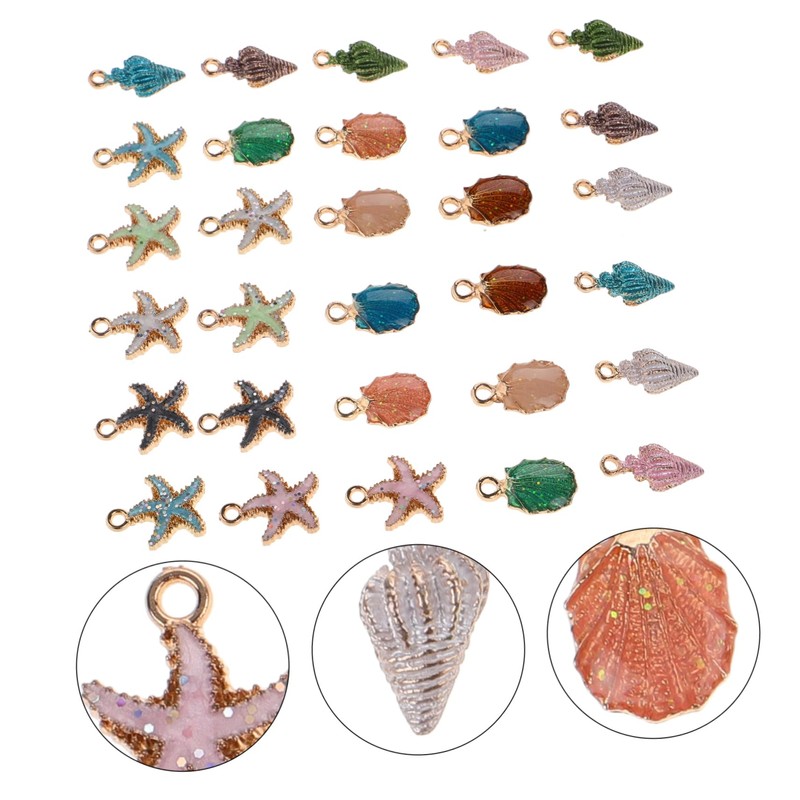 Healifty 30 pieces enamel charm jewellery making charm sea pendant