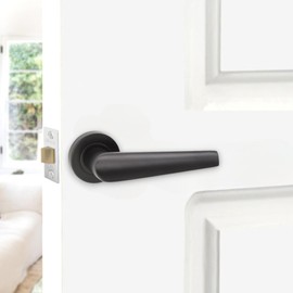 Infinity Decor Pair of Stylish Aero Lever on Rose Door Handles Passage Pull Handles Set - Suitable for Both Interior and Exterior Doors. (Matt Black)
