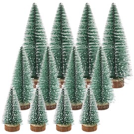 Guador Pack of 12 Artificial Christmas Trees, Mini Christmas Tree, Green, Small Christmas Tree, 3 Sizes, 10/15/20 cm, Artificial Christmas Tree, Miniature, Artificial Small for Table Decoration, DIY