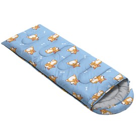 Smell Sunshine Kids Sleeping Bag for Boys Girls,Cute Puppy Print-Lightweight Warm Portable Outdoor Indoor-Waterproof Cold Weather Resistant Sleeping Bag for Camping Hiking(Puppy)