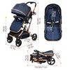 2 in 1 Baby Stroller Blue Newborn Stroller Foldable Convertible