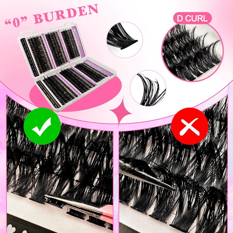 600 Pieces DIY Eyelash Extensions Set, 0.07D Eyelashes, Individual False