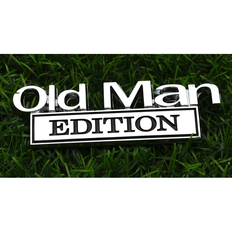 2Pcs Old Man Edition Emblems 3D Metal Badge Side Rear