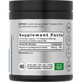 Horbäach Magnesium Oxide Powder | 400mg | 8 Ounces (227 g) | Vegetarian, Non-GMO, and Gluten Free Supplement
