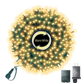 LAMPHOME 105FT 360 LED Outdoor String Lights Warm White,Extendable Holiday Decoration Lights,Plug in String Lights with 8 Functions and Timer Waterproof for Christmas Holiday Party Wedding Garden