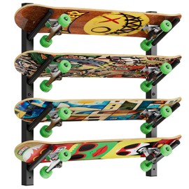YMYNY Skateboard Wall Mount, 6 Layer Skateboard Rack Holder, Snowboard Wall Mount for Storage Longboard Deck Organizer, Skateboard Display Stand for Home Garage, UHSD002B