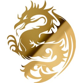 Transparent Decal Stickers of Dragon Silhouette 5 (Metallic Gold) Premium Waterproof Vinyl Decal Stickers for Laptop Phone Accessory Helmet Car Window Mug Tuber Cup Door Wall Decorati ANDauto085222GO