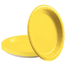16Pcs Yellow Party Paper Plates 9 inch,Solid Yellow Party Tableware Decor Yellow Paper Plate Yellow Plates for Kids Adults Yellow Easter Birthday Party Supplies Table Decorations