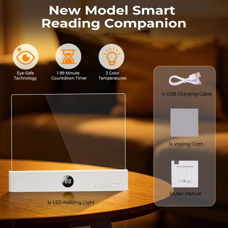 Book Light, Led Reading Book Light Page Rechargeable, Lumalit Flat