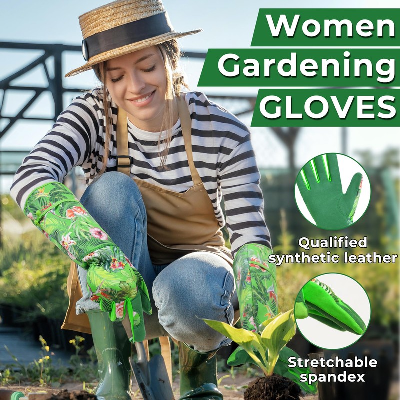 HANDLANDY Women Gardening Gloves, Thorn Proof Breathable Ladies Rose Pruning