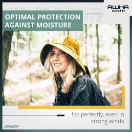 Awha Souwester Rain Hat Yellow/Unisex - Waterproof Cap with Wide Brim and Earflaps