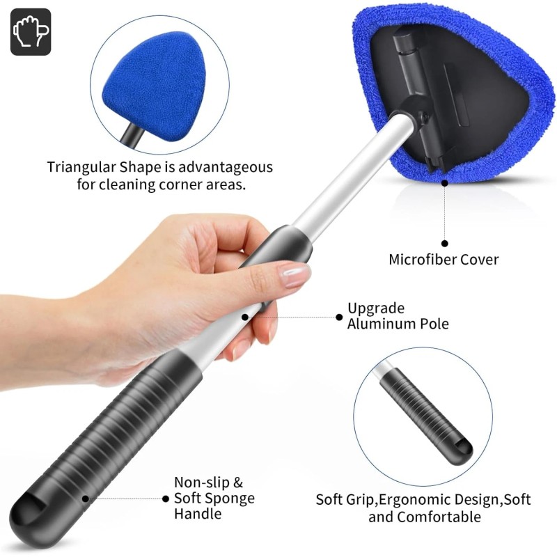 YAKATOTUO Windshield Cleaning Tool, 23-inch Extendable Handle Car Window Cleaner