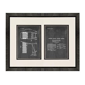 Shopping Cart Patent Art Chalkboard Print in a Beveled Black Wood Frame with a Double Mat (16" x 20") M13792